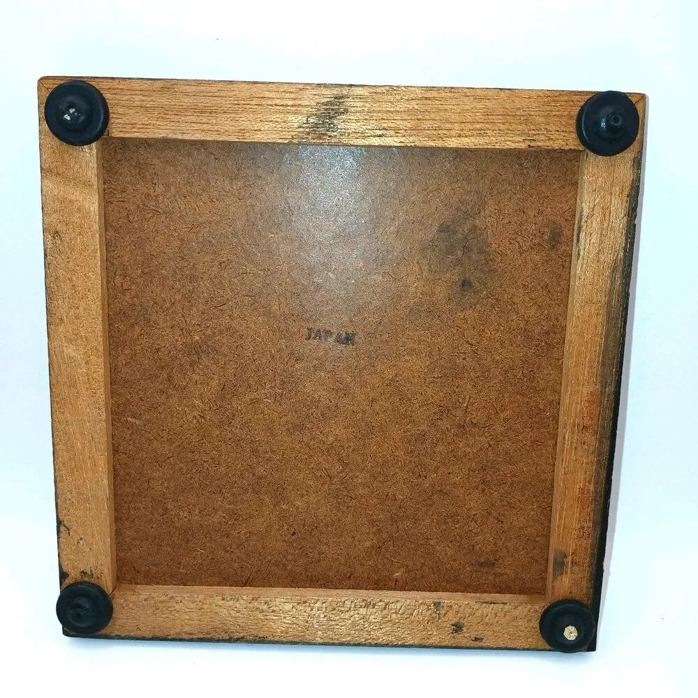 Brown Orange Black Brown Mosaic Stone Tile MCM Trivet Hot Plate Made in Japan